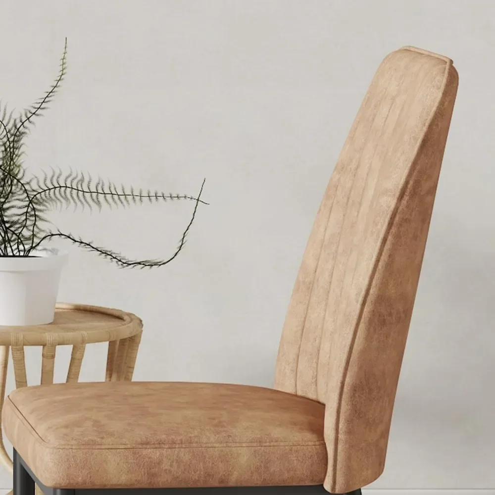 Dining Chairs Set of 6, Comfortable Dining Room Chair, Metal Kitchen Chairs with Leathaire Fabric and High Back - Image 5