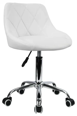 KKTONER Mid Back PU Leather Height Adjustable Swivel Modern Task Chair Computer Office Home Vanity Chair with Wheels White
