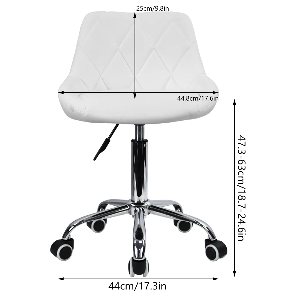 KKTONER Mid Back PU Leather Height Adjustable Swivel Modern Task Chair Computer Office Home Vanity Chair with Wheels White - Image 2