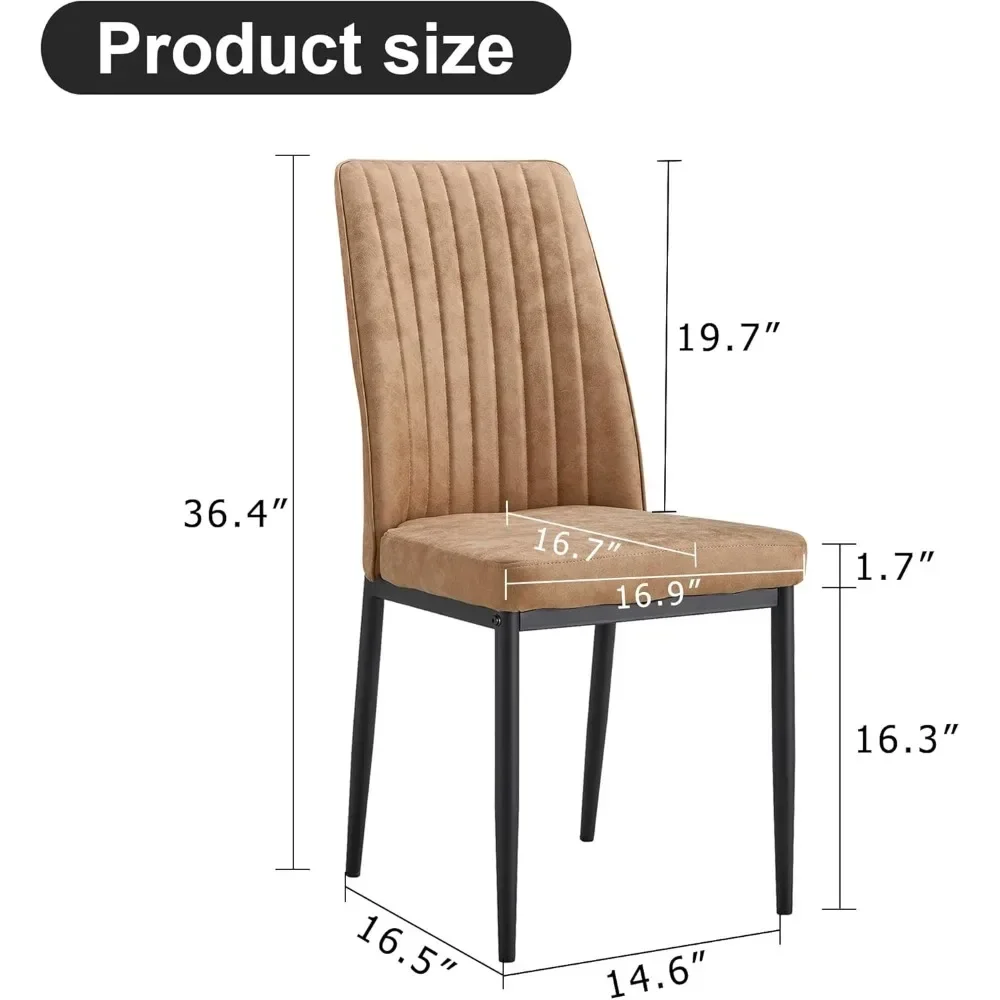 Dining Chairs Set of 6, Comfortable Dining Room Chair, Metal Kitchen Chairs with Leathaire Fabric and High Back - Image 2