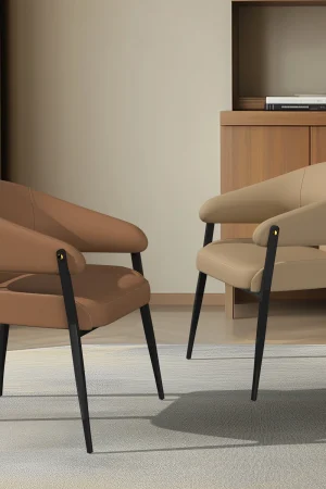 Set of 2 Luxury Kitchen Dining Chairs Microfiber Leather Dining Room Chairs Upholstered Seat for Restaurant Hotel Office