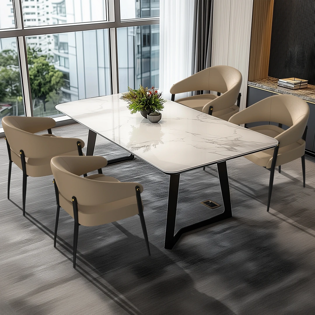 2-Piece Luxury Dining Chairs Microfiber Leather Padded Seat Modern Backrest Chairs for Home Office & Dining Room - Image 3