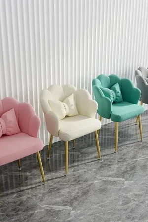 Female makeup chair, simple dressing stool, luxurious backrest, petal chair, dormitory computer chair, free pillow giveaway