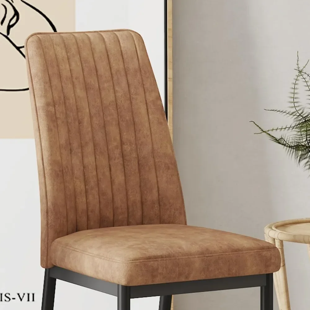 Dining Chairs Set of 6, Comfortable Dining Room Chair, Metal Kitchen Chairs with Leathaire Fabric and High Back - Image 6