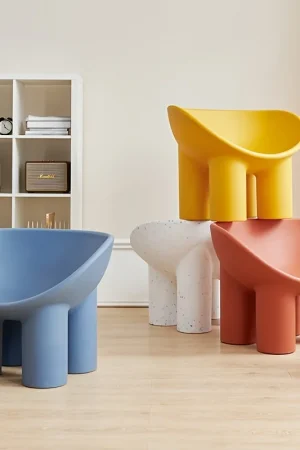 Scandinavian-Style Plastic Elephant Leg Chair, Durable Oval Lounge Stool for Leisure Change Shoe Stool